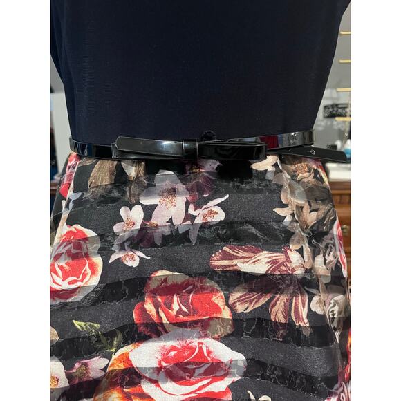 DressBarn 16 fit flare floral midi dress cocktail retro vintage wedding guest - Picture 8 of 12